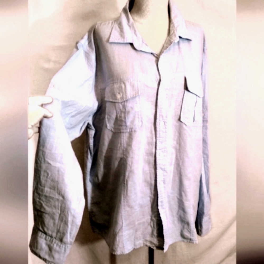 Lot of 2:Michael Kors blue &Tranquillity Mayhem White ButtonUp Shirts, Collar XL